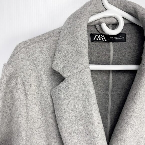 ZARA Menswear’s Belted Spring Oversized Lapel Collar Gray Blazer Coat‎ Size M - Picture 7 of 10